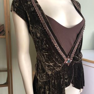 Crushed Velvet Boho Blouse with beaded detail